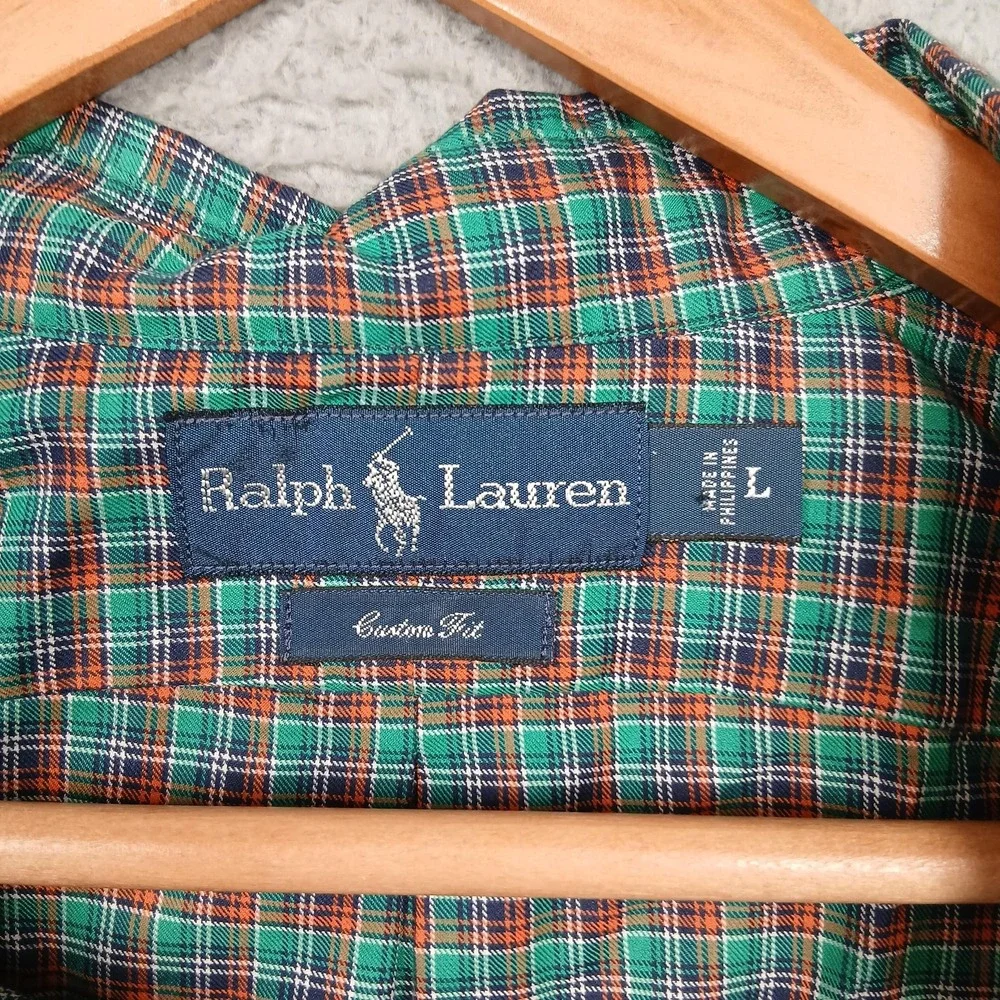 Ralph Lauren Shirt Mens Large Plaid Button‎ Down Custom Fit Long Sleeve Casual
